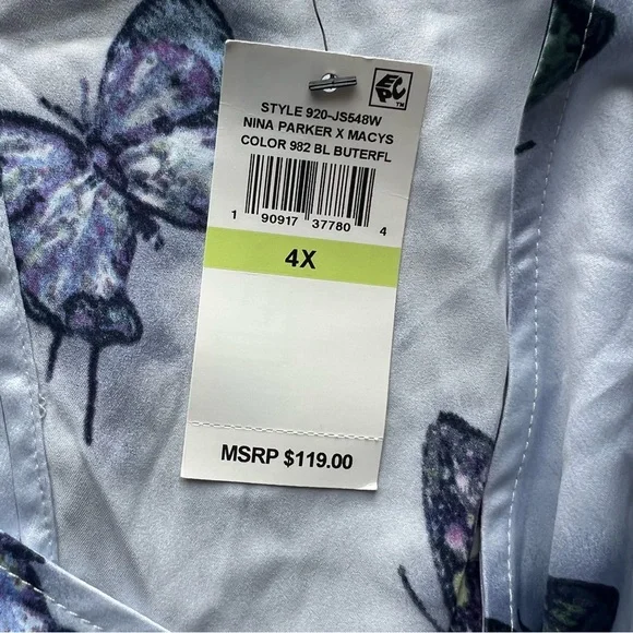 NWT Nina Parker Trendy Plus Size Blue Butterfly Satin Romper - Picture 5 of 9